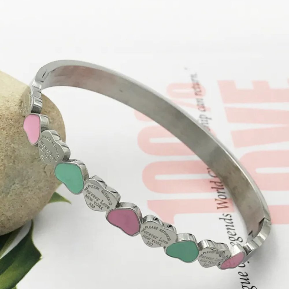 Fashion Heart Shape Titanium Steel Plating Gold Plated Bangle